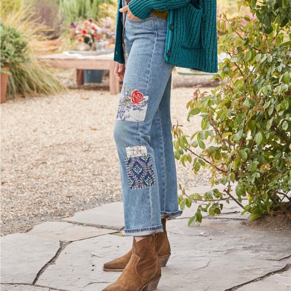 “Elise Patchwork Jeans”. New with tags from Sundance.
